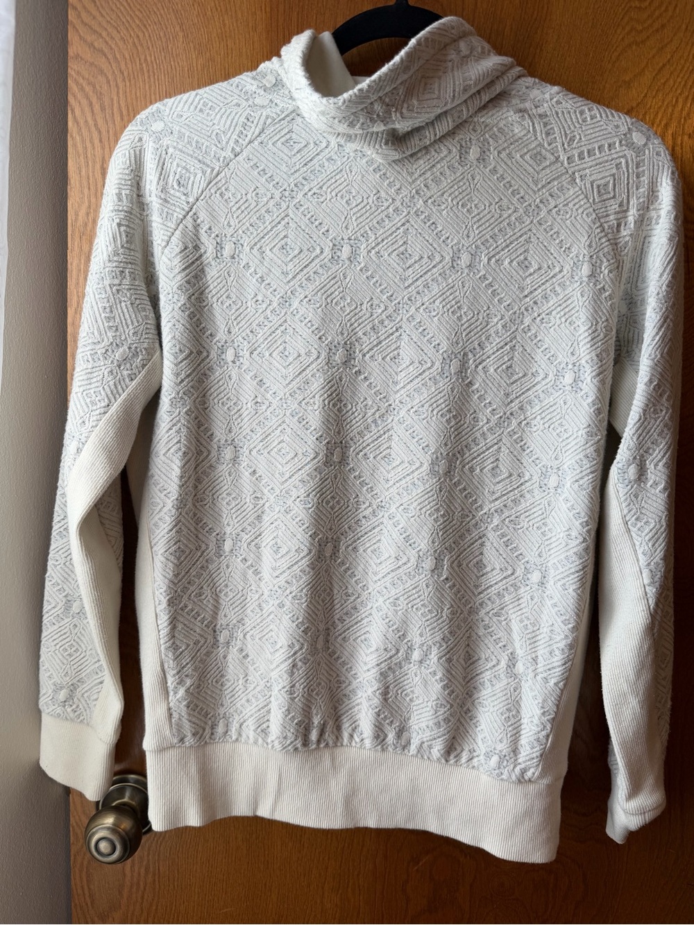 PrAna Women's Cream Textured mock neck sweatshirt - Picture 4 of 4